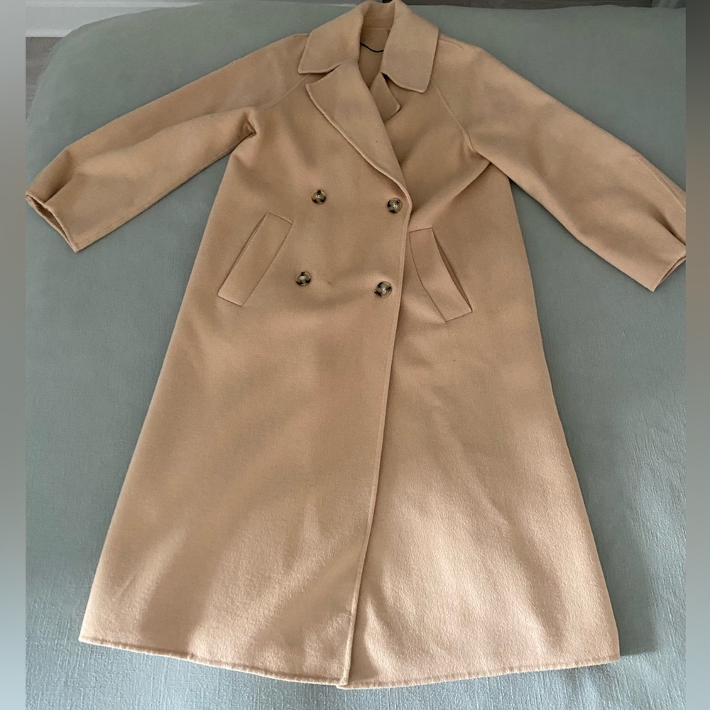 Wool Tan Long Coat from Zara, size small